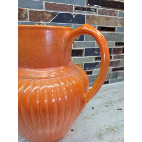 Vintage Red Wing Gypsy Trail Reed Tall Ribbed Pottery Pitcher,  Unmarked - Picture 4 of 6